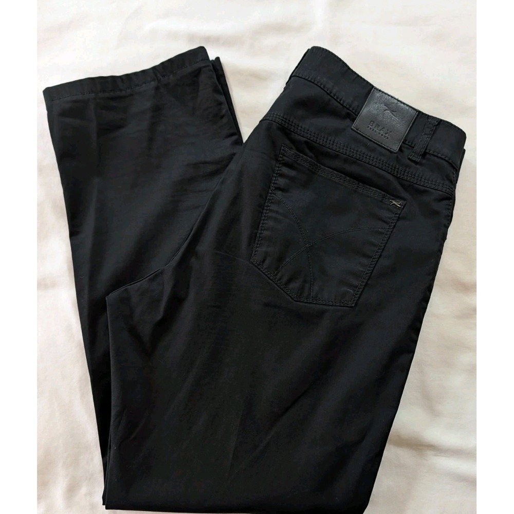 BRAX Feel Good Cooper Perma Black Luxury Cotton Chino‎ Pants Men's 36x29 Actual